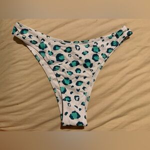 Cupshe White and Teal Bikini Bottom